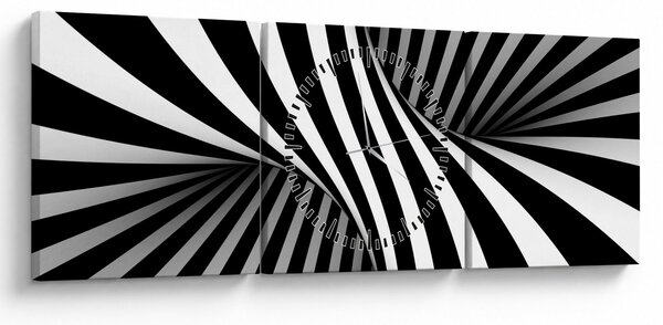 Absztrakt kép zebra csíkokkal (órával) (90x30 cm)
