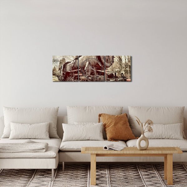 A mozdony történelmi képe (órával) (90x30 cm)