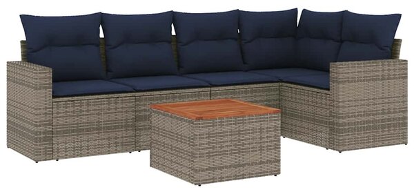 6 részes szürke polyrattan kerti ülőgarnitúra párnával