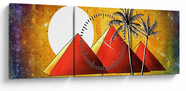 Festett egyiptomi piramisok képe (órával) (90x30 cm)