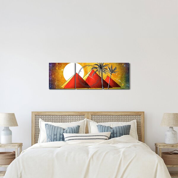 Festett egyiptomi piramisok képe (órával) (90x30 cm)