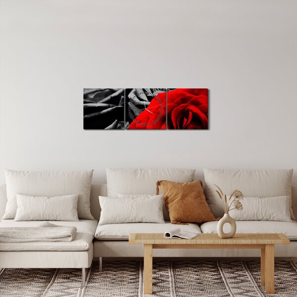 Kép - Rózsa virágok (órával) (90x30 cm)