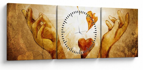 Kép - Szeretettel teli kezek festménye (órával) (90x30 cm)