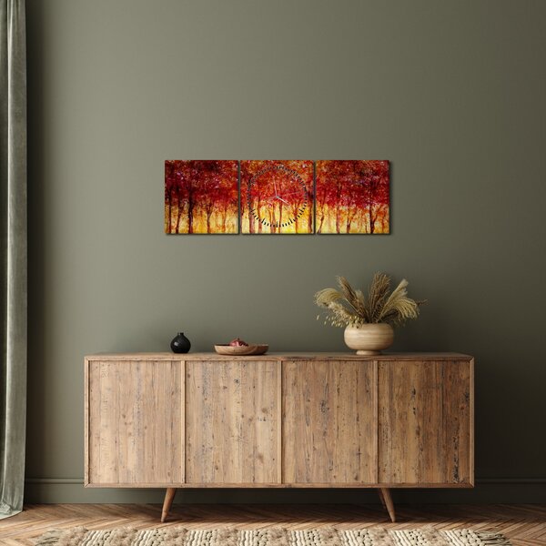 Kép - Lombhullató erdő festménye (órával) (90x30 cm)