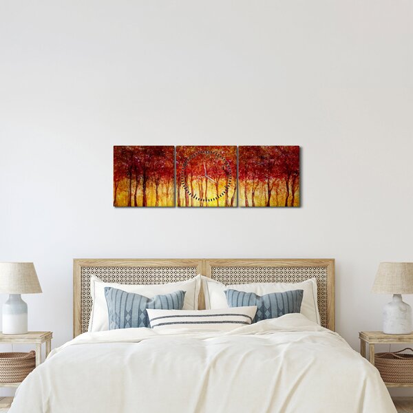 Kép - Lombhullató erdő festménye (órával) (90x30 cm)