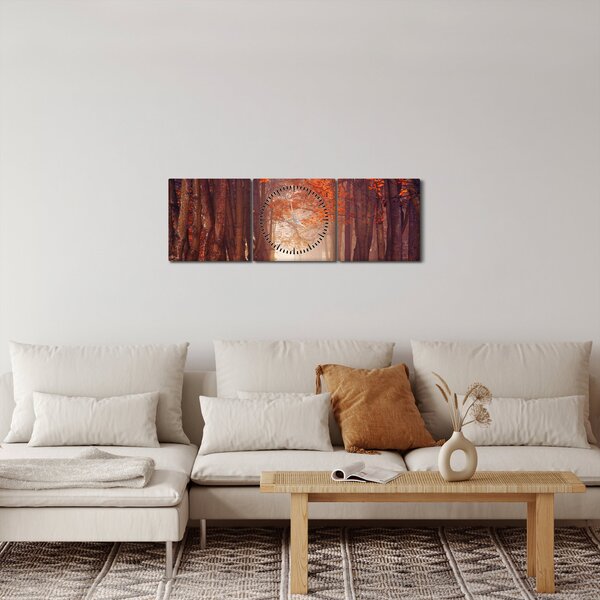 Kép - őszi erdő (órával) (90x30 cm)