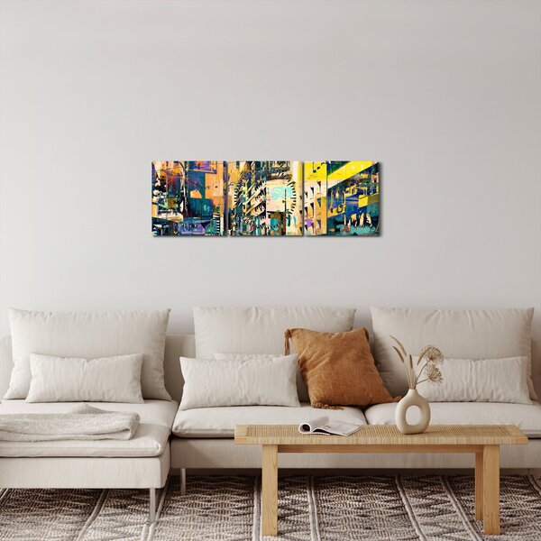 Kép - Festett absztrakció (órával) (90x30 cm)