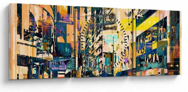 Kép - Festett absztrakció (órával) (90x30 cm)