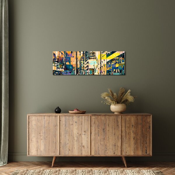 Kép - Festett absztrakció (órával) (90x30 cm)