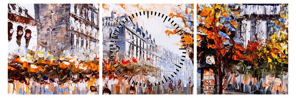 Kép - Városi élet (órával) (90x30 cm)
