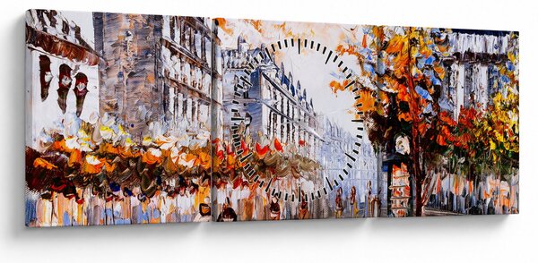 Kép - Városi élet (órával) (90x30 cm)