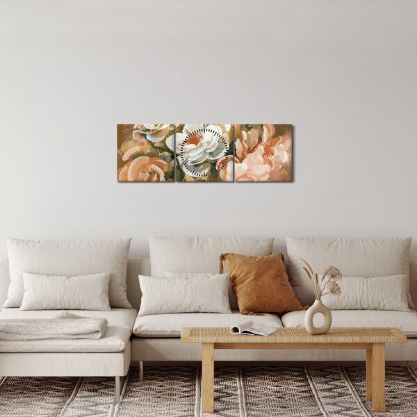 Kép - Festett csokor virág (órával) (90x30 cm)