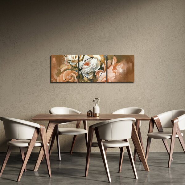 Kép - Festett csokor virág (órával) (90x30 cm)