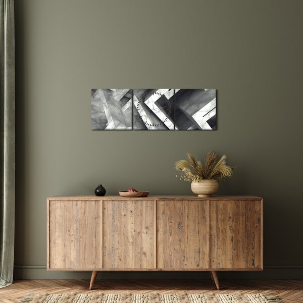 Absztrakt kép kocka (órával) (90x30 cm)