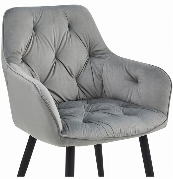 Étkezőszék JORK - ezüstszürke bársony / fekete lábak