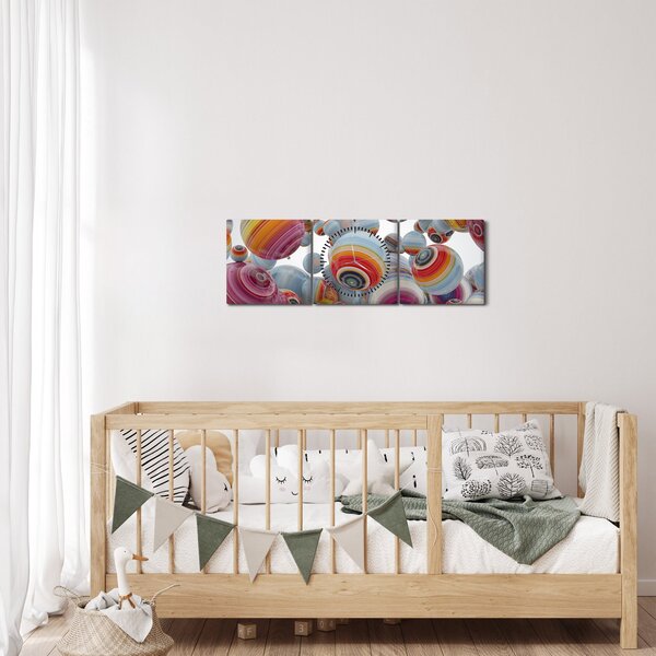 Festett gömbök képe (órával) (90x30 cm)