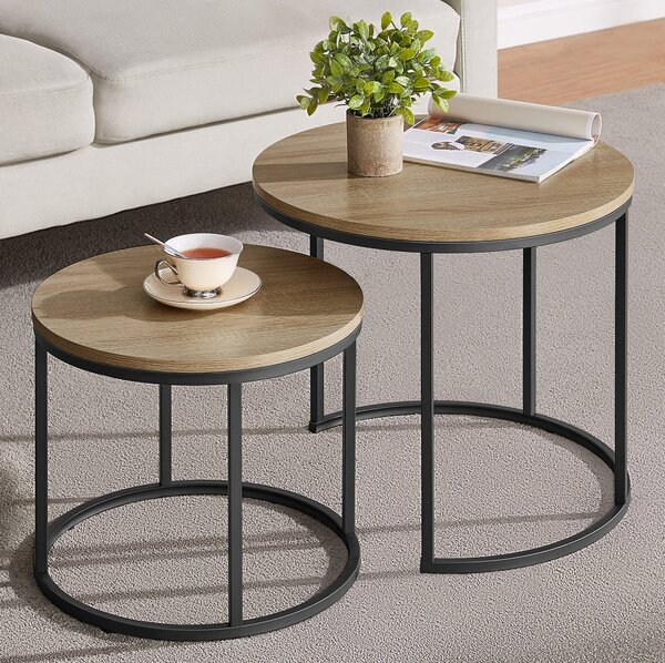 Kerek dohányzóasztal 2db - sonoma tölgy