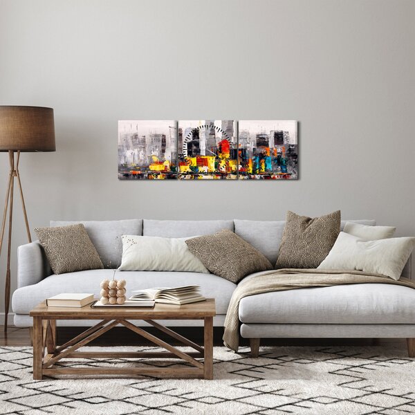 Kép - A nagyváros festménye (órával) (90x30 cm)