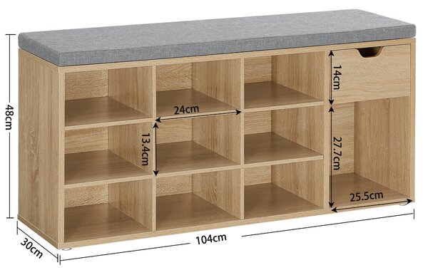 Cipőtároló ülőkével – sonoma/szürke - LHS024W11