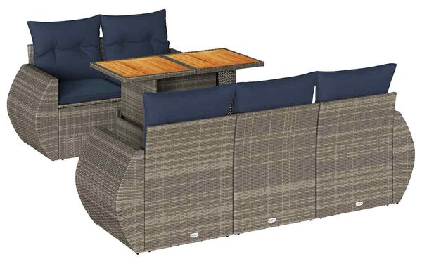 6 részes szürke polyrattan kerti ülőgarnitúra párnákkal