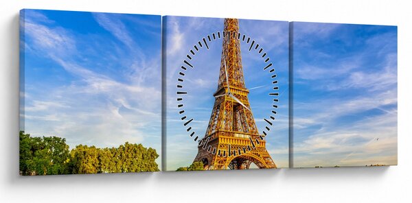 Kép - Eiffel-torony (órával) (90x30 cm)