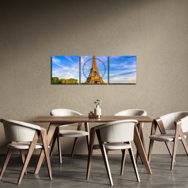 Kép - Eiffel-torony (órával) (90x30 cm)