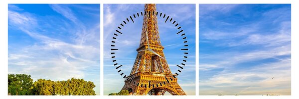 Kép - Eiffel-torony (órával) (90x30 cm)