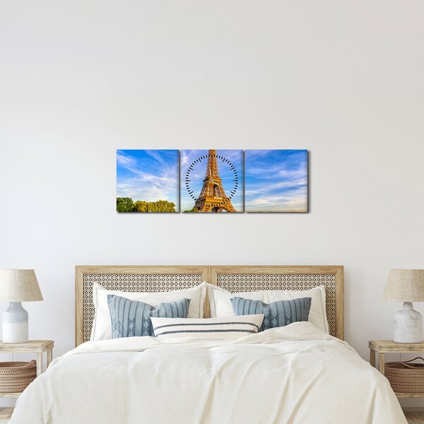 Kép - Eiffel-torony (órával) (90x30 cm)