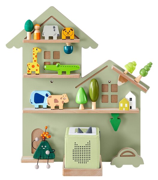 Toniebox polc, fali polc 35 figurának, gyermek polc, zöld