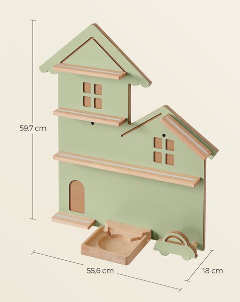 Toniebox polc, fali polc 35 figurának, gyermek polc, zöld