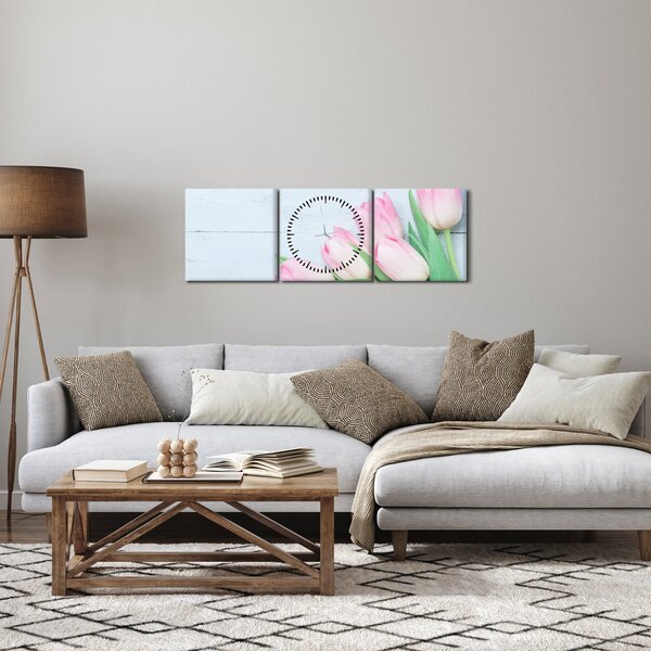 Kép - tulipán csokor (órával) (90x30 cm)