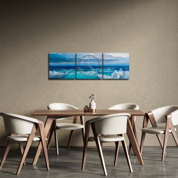 Kép - tengeri hullámok (órával) (90x30 cm)
