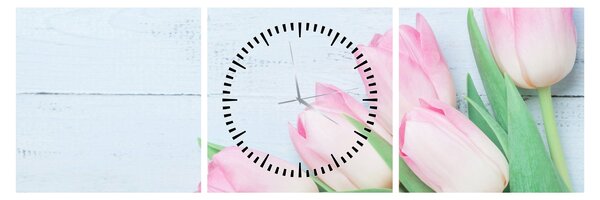 Kép - tulipán csokor (órával) (90x30 cm)
