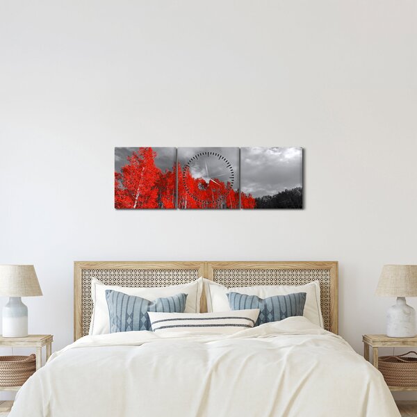 Kép - fák őszi színben (órával) (90x30 cm)
