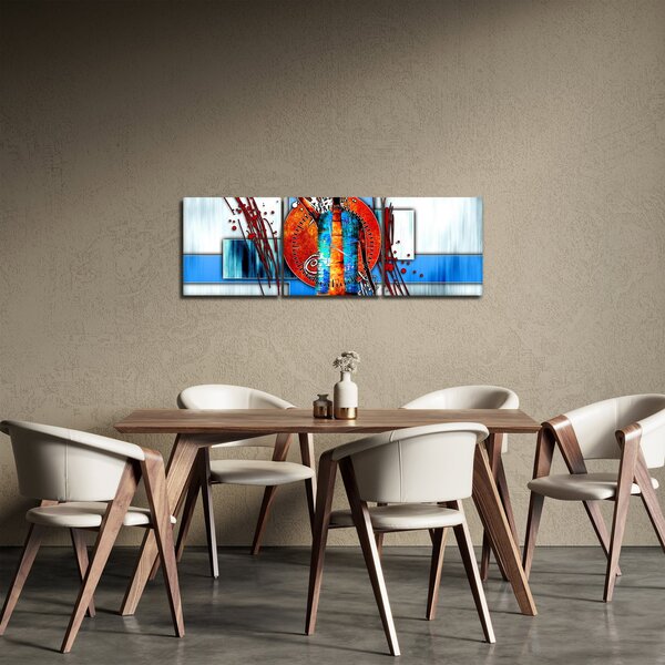 Egy ősi ember képének festménye (órával) (90x30 cm)