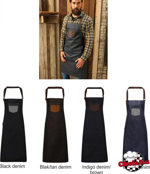 Négyféle színállásban kapható farmer, víztaszító, melles kötény, Indigo Denim