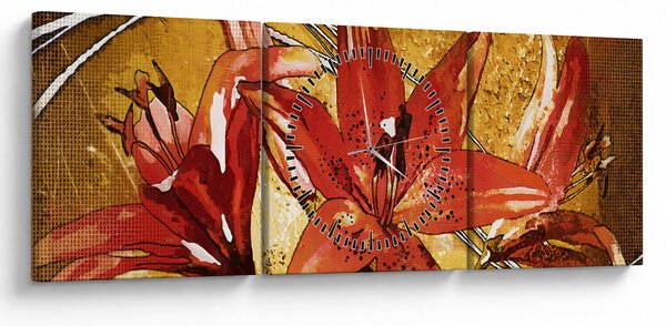 Kép a liliomvirágokról (órával) (90x30 cm)