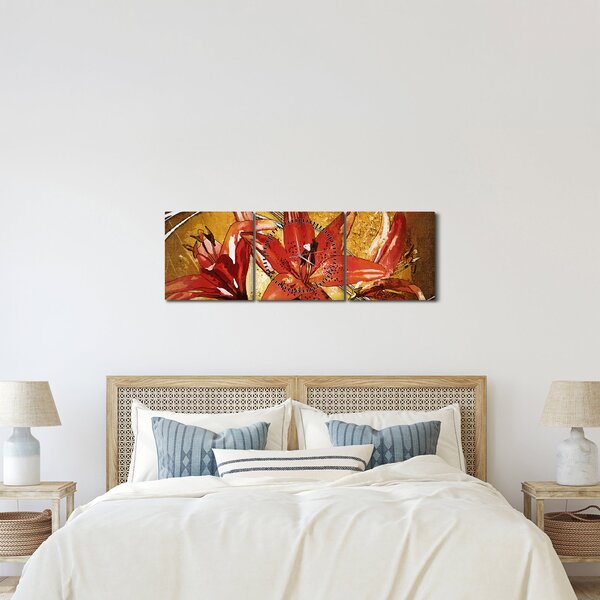 Kép a liliomvirágokról (órával) (90x30 cm)