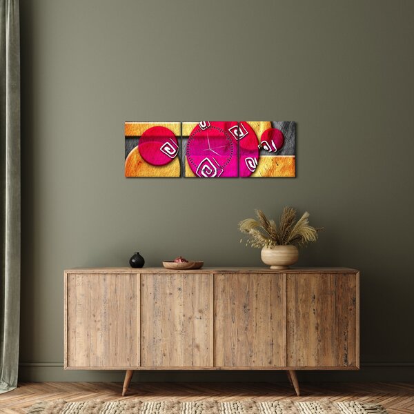 Absztrakt kép történelmi szimbólumokkal (órával) (90x30 cm)