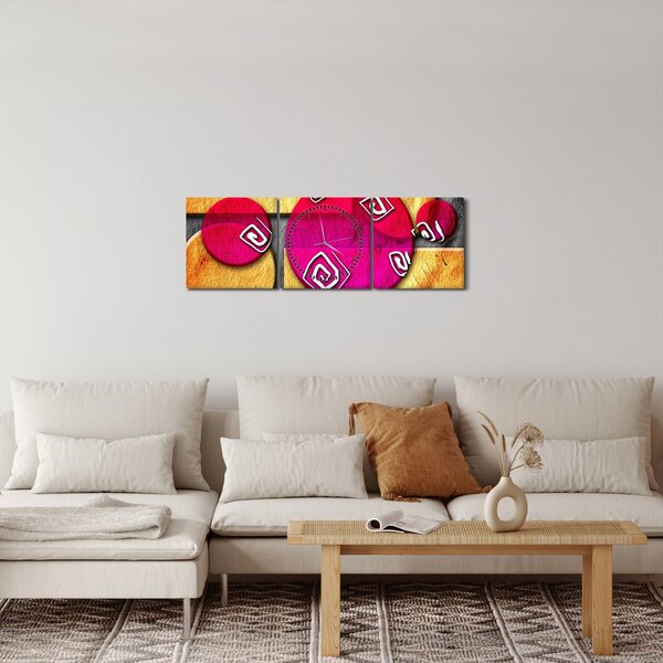 Absztrakt kép történelmi szimbólumokkal (órával) (90x30 cm)