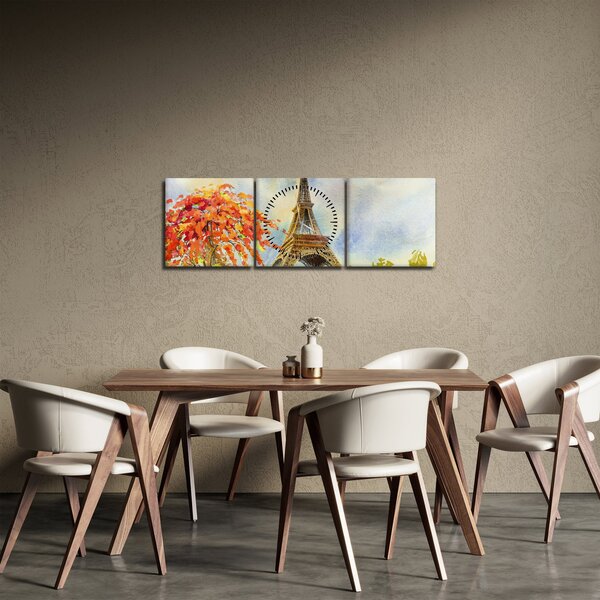 Festett kép az Eiffel-torony (órával) (90x30 cm)