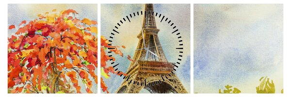 Festett kép az Eiffel-torony (órával) (90x30 cm)