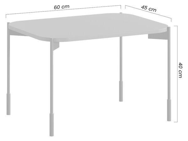 Sonatia dohányzóasztal 60 cm téglalap alakú fém lábakkal - olíva