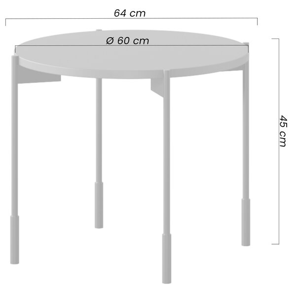 Sonatia dohányzóasztal 60 cm kerek fém lábakkal - bordó
