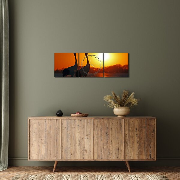 Madarak képe naplementekor (órával) (90x30 cm)