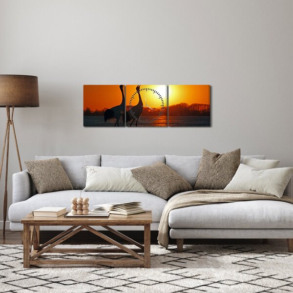 Madarak képe naplementekor (órával) (90x30 cm)