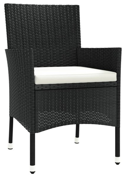 7 részes fekete polyrattan kerti étkezőgarnitúra párnával