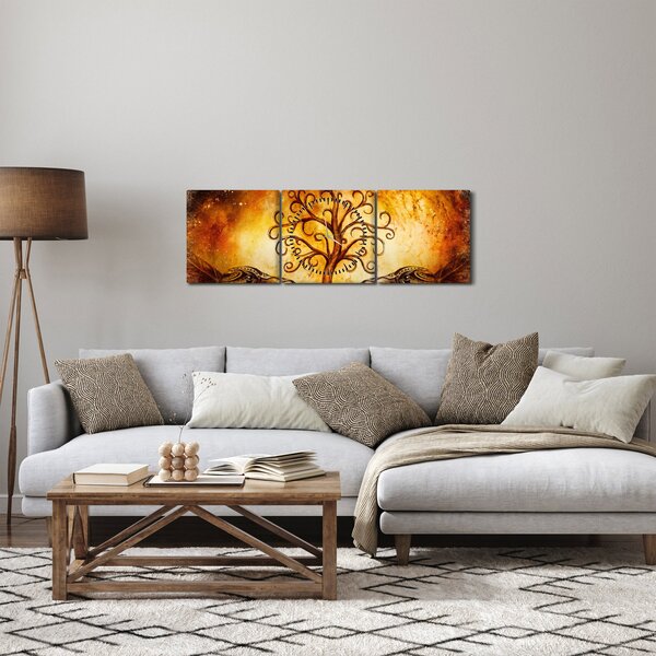 Természetes absztrakt kép fáról (órával) (90x30 cm)