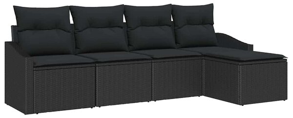 Kanapé Szett 5 db Fekete polirattan