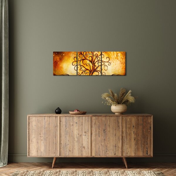 Természetes absztrakt kép fáról (órával) (90x30 cm)